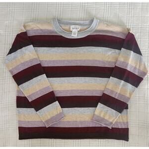 For The Republic Womens Medium‎ Multicolor Striped Knit Crewneck Sweater Top